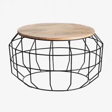 Mesa De Centro Redonda Ø70 Cm Em Madeira De Manga Koti Preto - Sklum