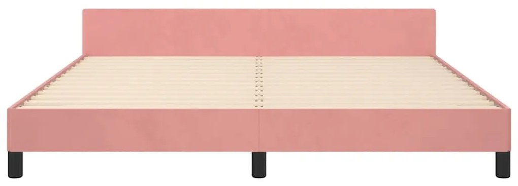 Estrutura cama c/ cabeceira sem colchão 160x200 cm veludo rosa