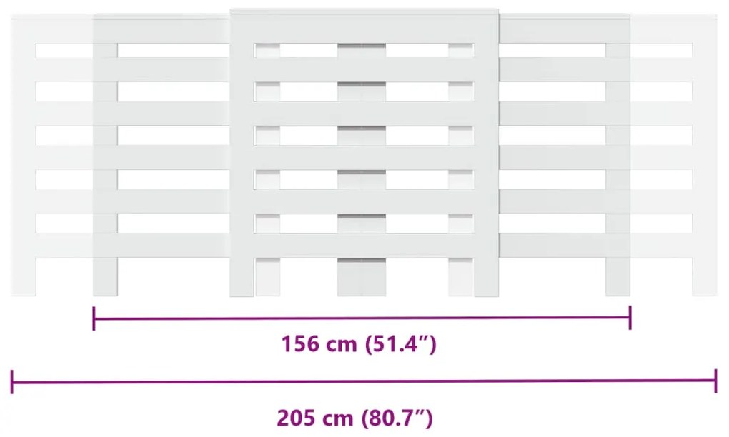 Cobertura de radiador 205x21,5x83,5 cm derivados madeira branco