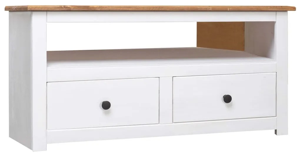Móvel canto TV 93x49x49 cm madeira pinho maciça Panama branco