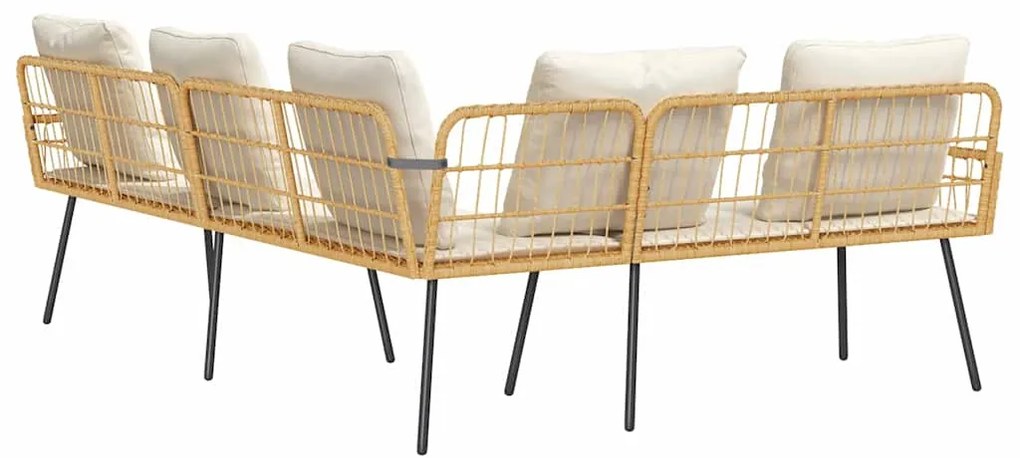 Sofá em L vidaXL Natural 231x173x78 cm de Rattan Sintético