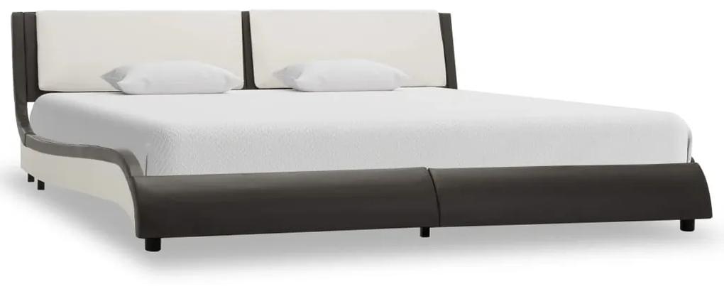280351 vidaXL Estrutura de cama 180x200 cm couro artificial cinzento e branco