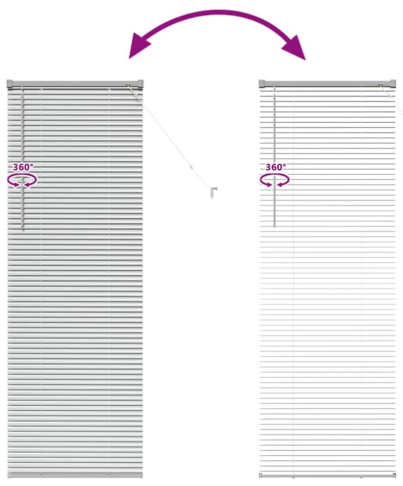 Persiana de Janela com cortinas Manual Prata 80 x 130 cm Alumínio