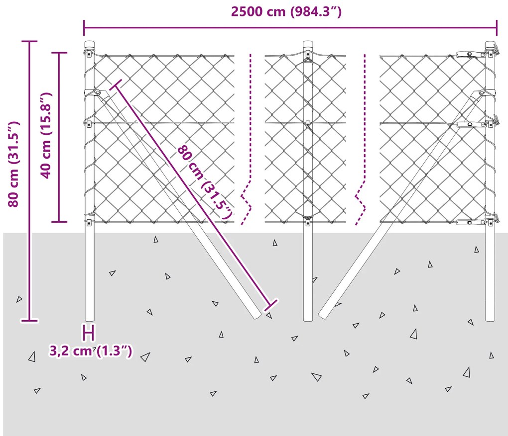 Cerca de Fio com 13 Postes 0,4 x 25 m Aço Galvanizado