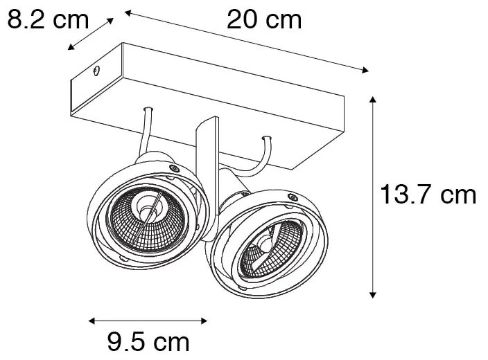 Foco moderno preto 2 luzes - Master 70