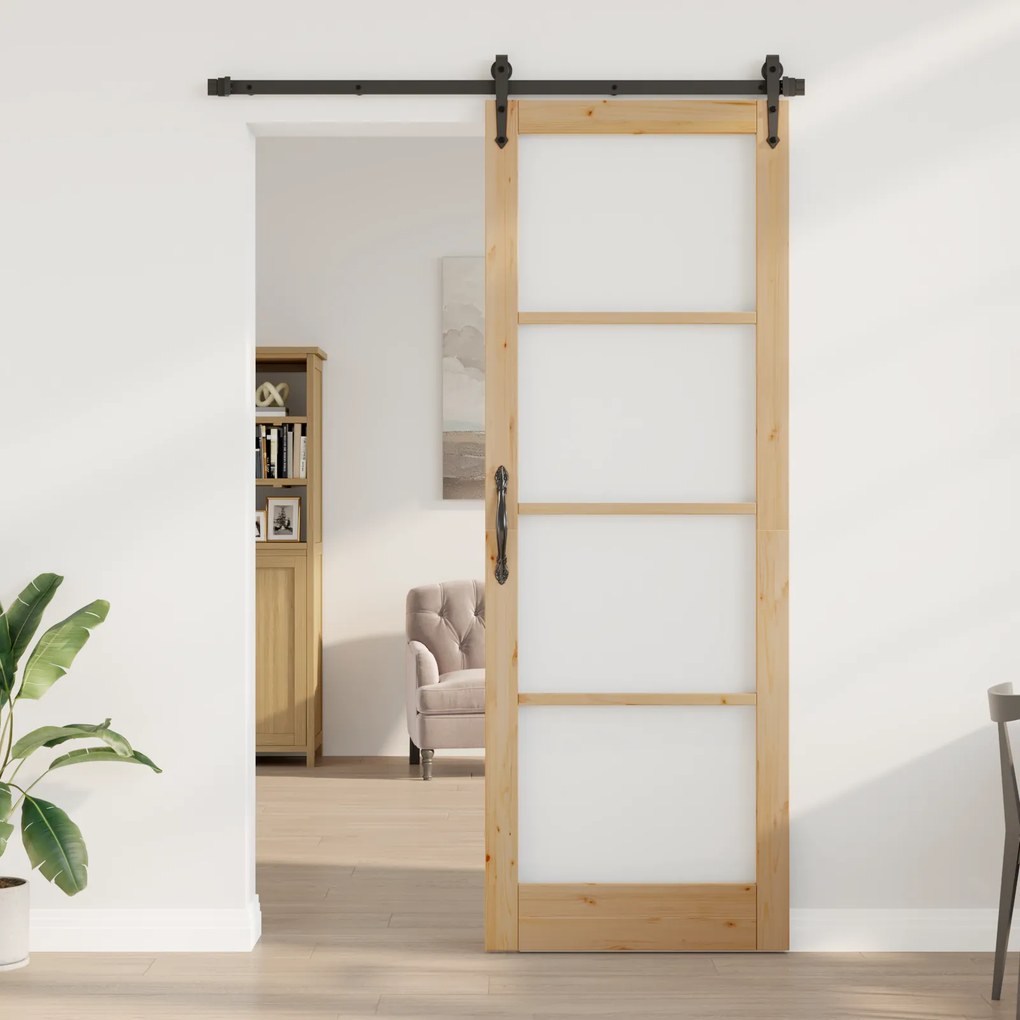 vidaXL porta interna com vidro "ORKDAL" 83x232x4 cm de madeira sólida de pinho