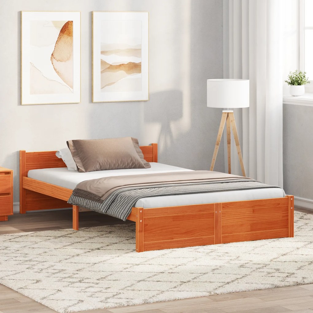 vidaXL Estrutura da Cama com cabeceira Castanho-mel 120 x 200 cm