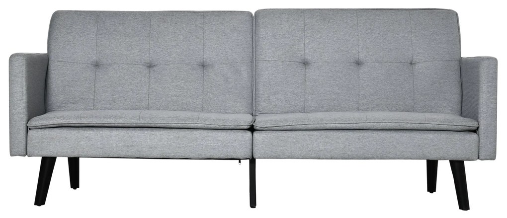 Sofá Cama de 3 Lugares Estofado em Tecido com Encosto Ajustável em 3 Posições e Pés de Madeira Sofá Moderno para Sala de Estar Escritório 198x81x81cm