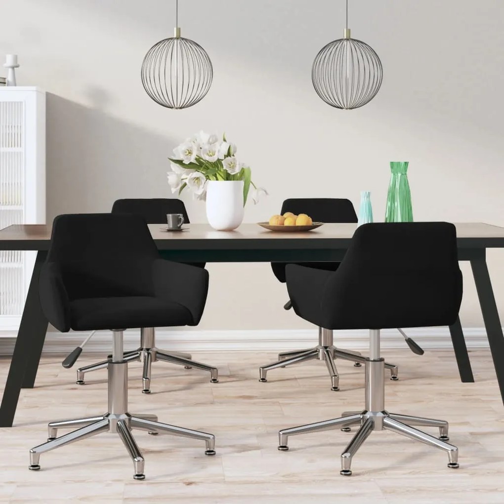 vidaXL Cadeiras de jantar giratórias 4 pcs veludo preto