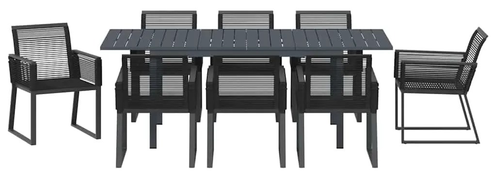 Conjunto de Jantar para Jardim Manual 9 pcs Preto Largo