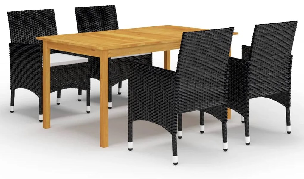 vidaXL 5 pcs conjunto de jantar para jardim preto