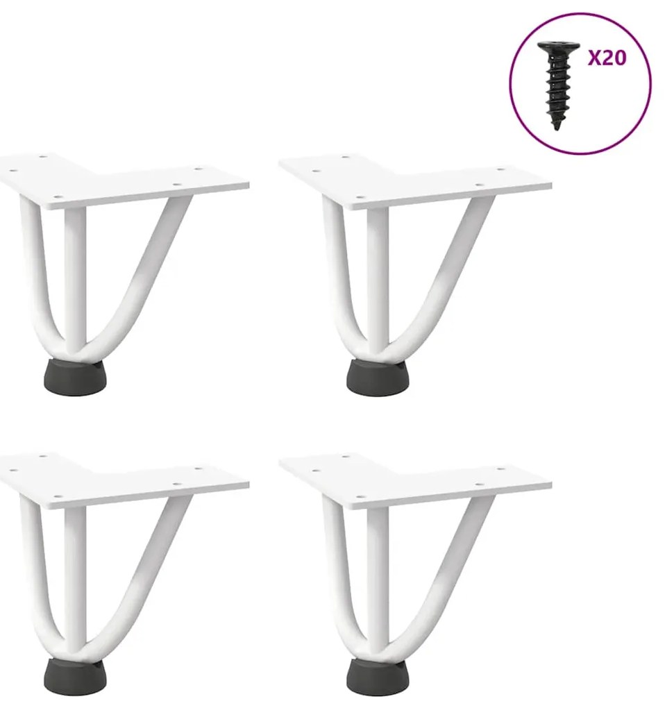 vidaXL Pernas de grampo para mesa de centro 4 peças, branco, 10 cm, aço maciço