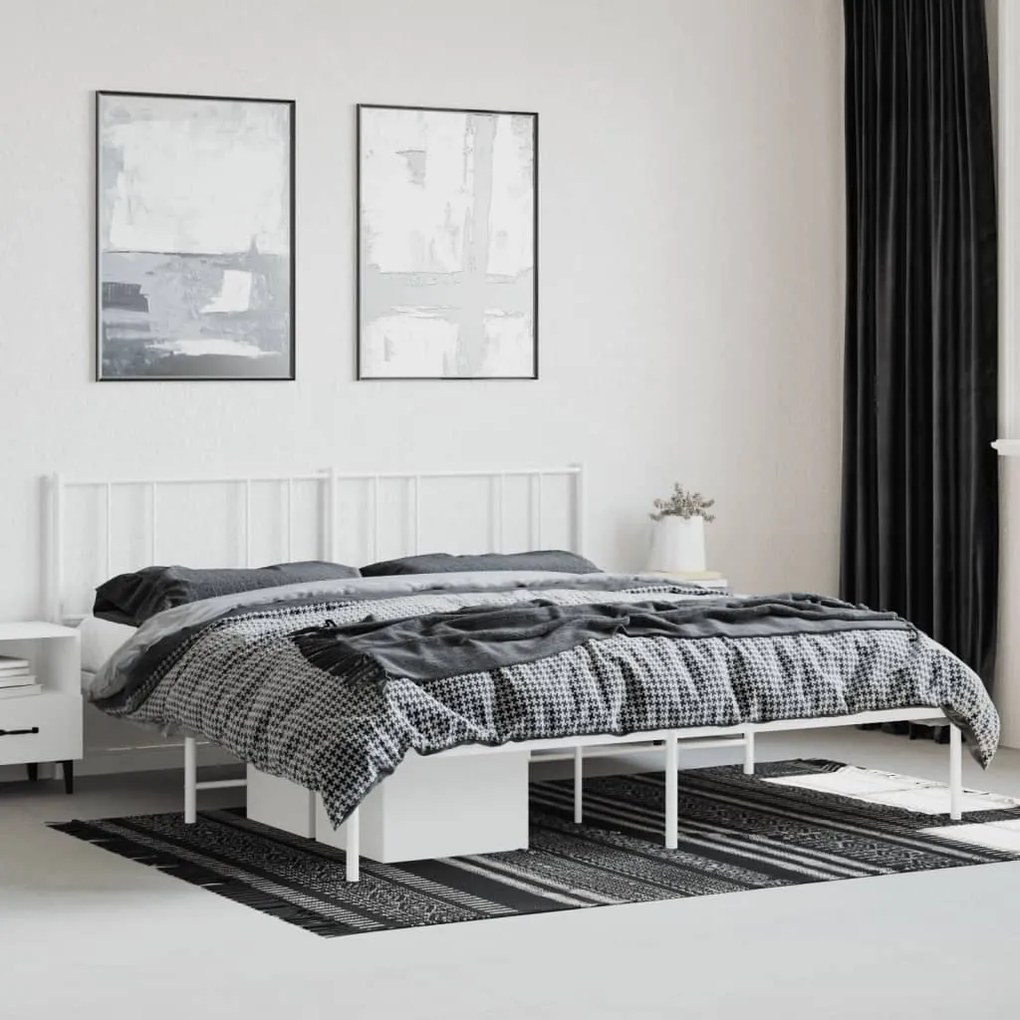 Estrutura de cama com cabeceira 180x200 cm metal branco