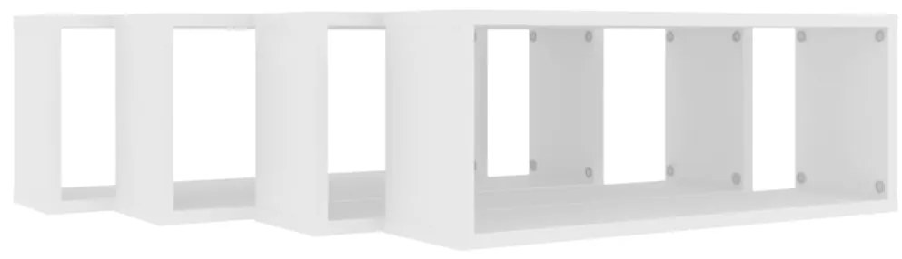 Prateleiras parede forma de cubo 4 pcs derivados madeira branco