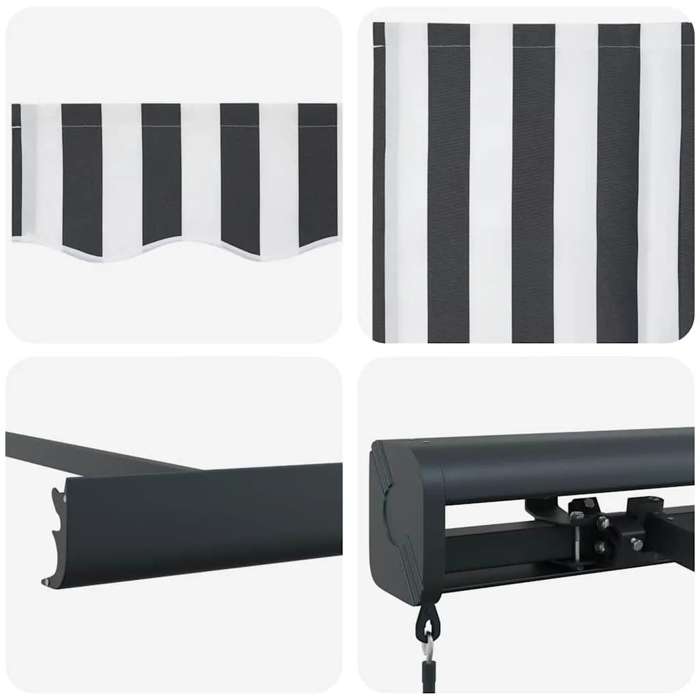 Toldo retrátil 4,5x3 m tecido e alumínio antracite e branco