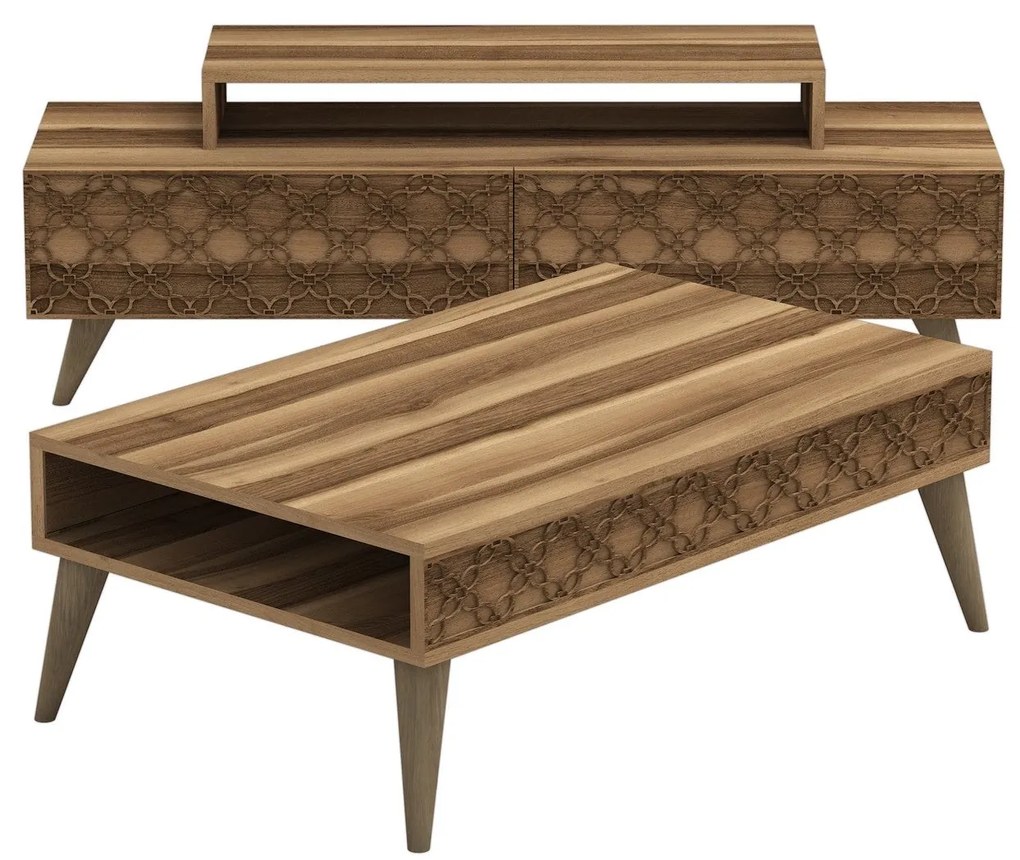Conjunto de Mobiliário de Sala City – Nogueira – Medidas Várias