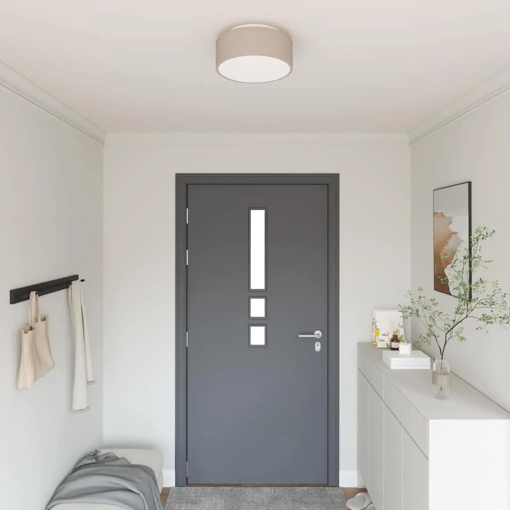 vidaXL Lâmpada de teto Cinzento-acastanhado 30 x 30 x 13,5 cm tecido