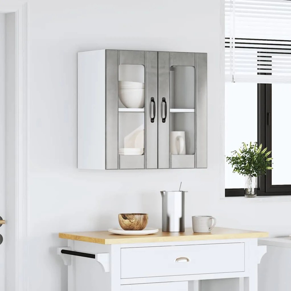 Armário de parede de cozinha porta vidro Lucca cinza cimento