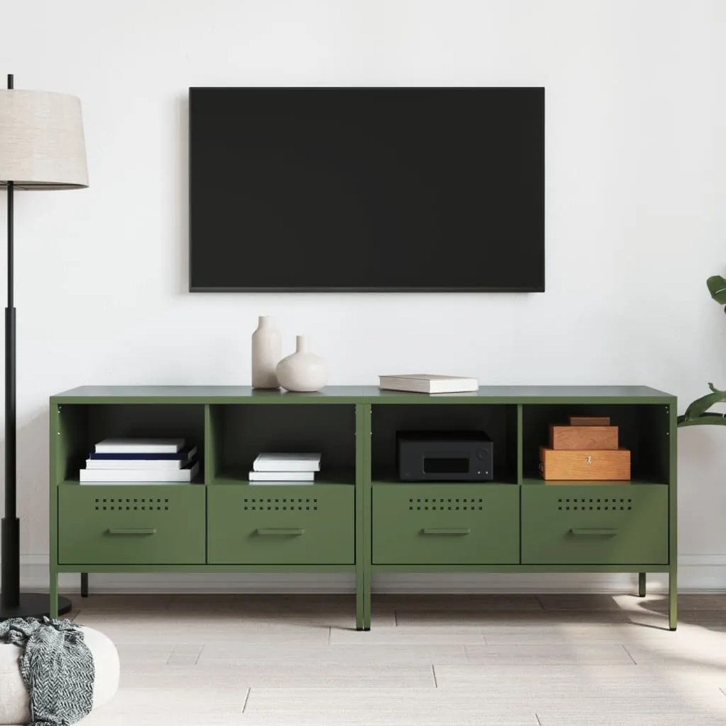 Móveis de TV 2 pcs 68x39x50,5 cm aço verde-azeitona