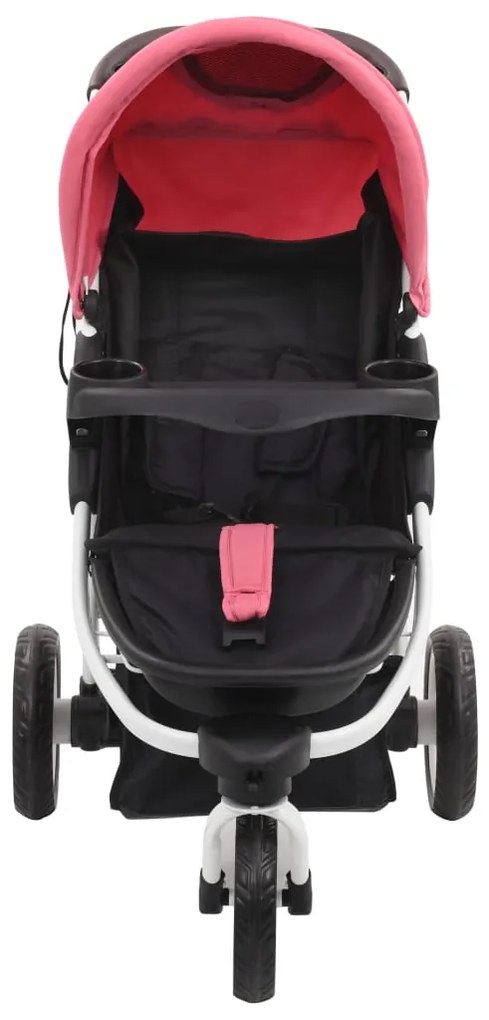 Carrinho de bebé com três rodas rosa e preto