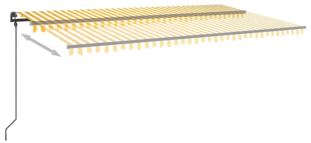 Toldo retrátil manual com LED 6x3 m amarelo e branco