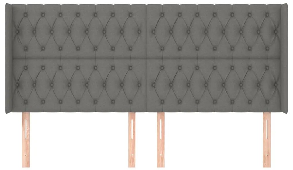Cabeceira cama c/ abas tecido 203x16x118/128 cm cinzento-escuro