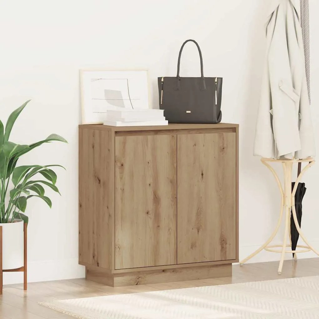 Buffet vidaXL com LED Carvalho Artesanal 71x34,5x75 cm Madeira Reconst