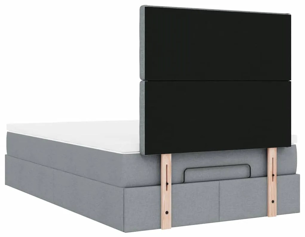 Estrutura cama otomana colchão 120x200 cm tecido cinzento claro