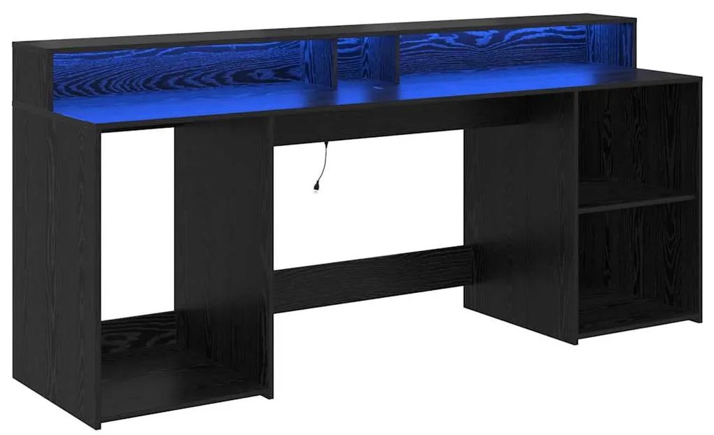 Secretária Carvalho Preto 200x55x91 cm Madeira Engenheirada