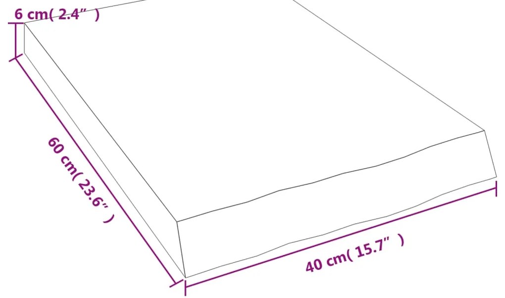 Prateleira de parede 40x60x(2-6) cm carvalho maciço não tratado