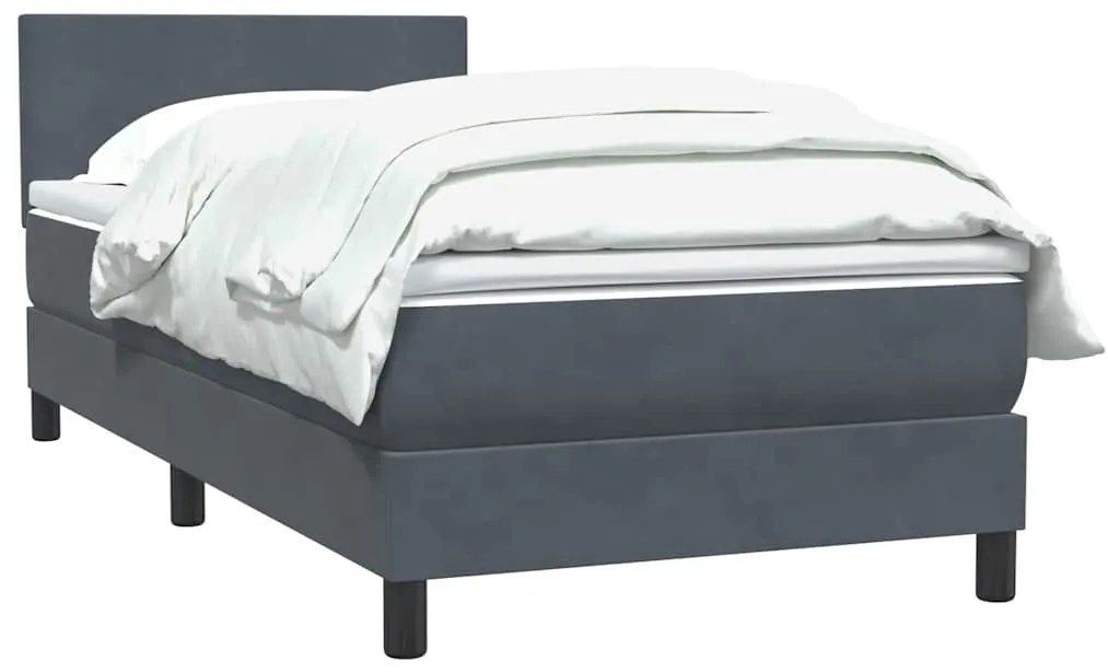 Cama com molas/colchão cinza-escuro 80x210 cm veludo