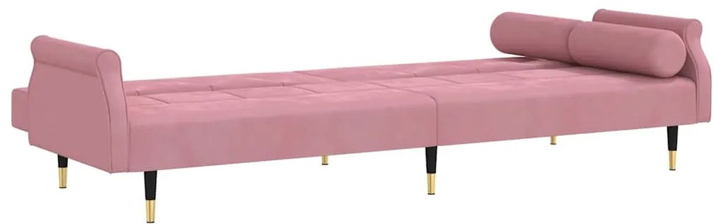 Sofá-cama com almofadões veludo rosa