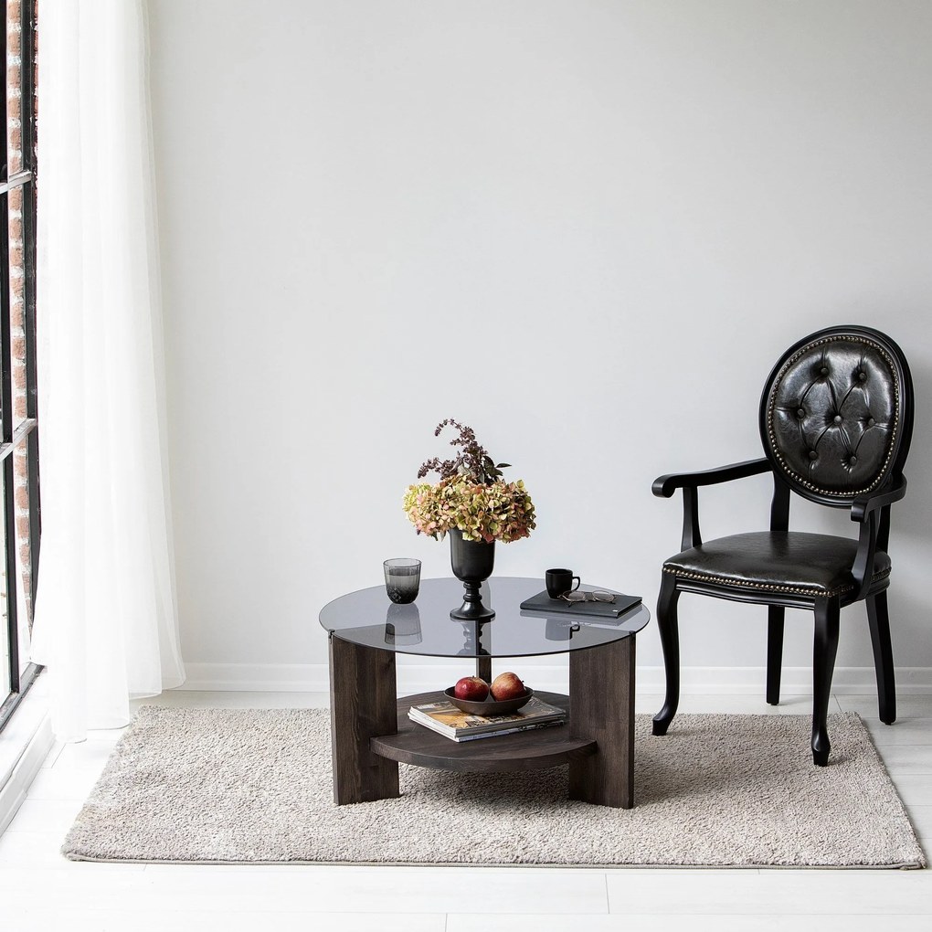 Mesa de Centro Mahal – Antracite/Dark Brown – 75x40x75 cm