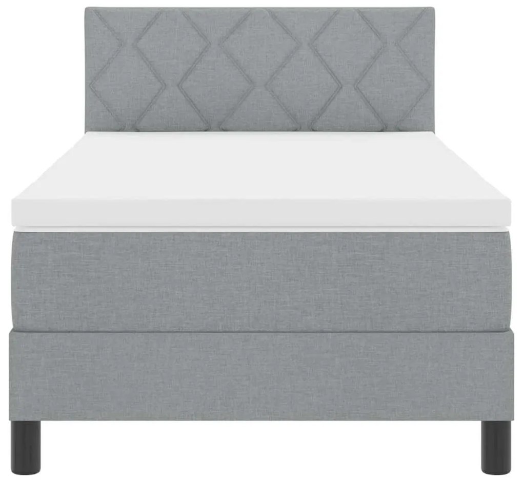 Cama Box Spring com Colchão Cinza Claro 90x190 cm Tecido
