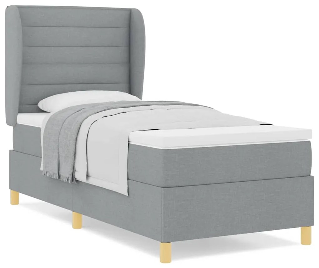 Cama Box com Colchão vidaXL em Cinza Claro, 100x200 cm de Tecido