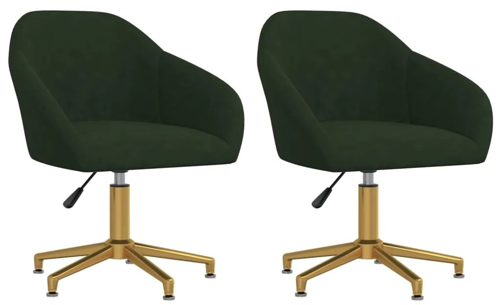 vidaXL Cadeiras de jantar giratórias 2 pcs veludo verde-escuro
