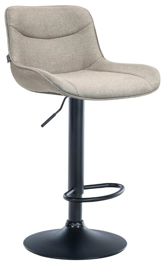 Banco alto em tecido com estrutura preta 85-106 x 49 x 51 cm castanho acinzentado