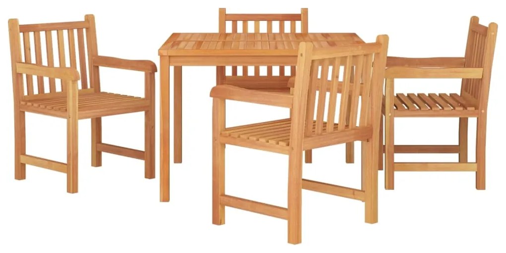 5 pcs conjunto de jantar p/ jardim madeira de teca maciça