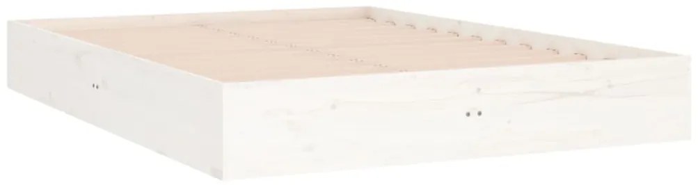 Estrutura de cama casal 135x190 cm madeira maciça branco