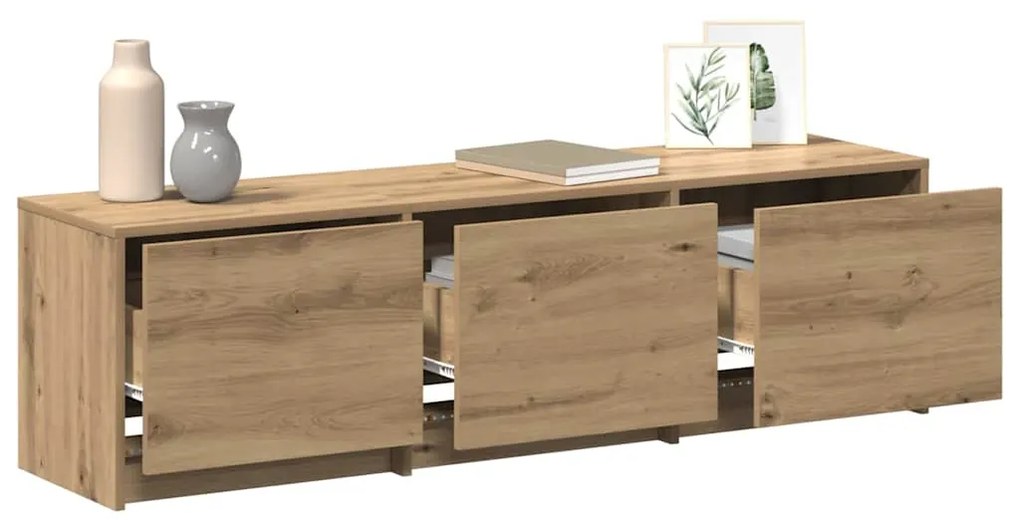 Gabinete de TV com LED Carvalho Artesanal 140x34x40 cm Madeira Derivad
