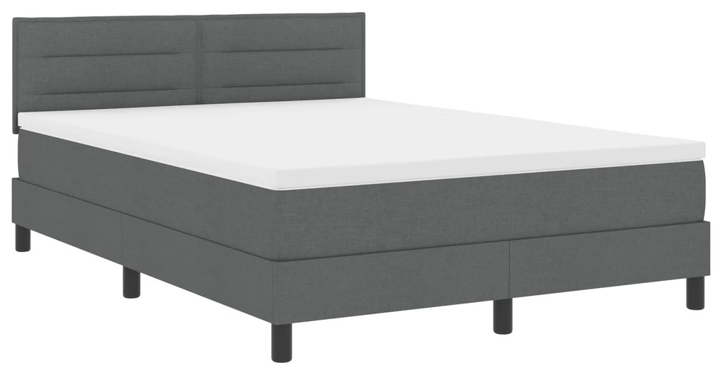 Cama Cinza Escuro com Mola Box e Colchão 140x200 cm Tecido