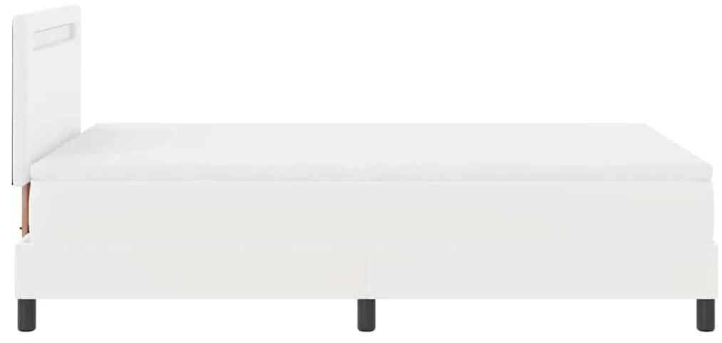 Cama Box Spring Branca com Colchão, Casal Pequena, Couro Sintético