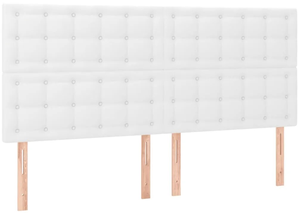 Estrutura cama c/ cabeceira 180x200 cm couro artificial branco