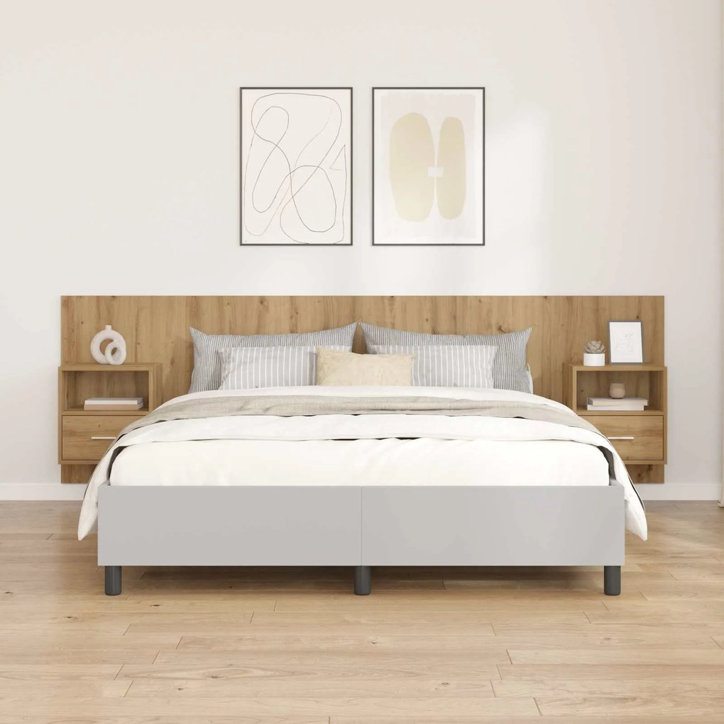 vidaXL Cabeceira com Armário com gaveta 3 pcs Carvalho Artesanal