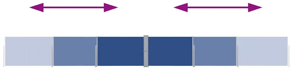 Toldo lateral retrátil para pátio 140x1200 cm azul