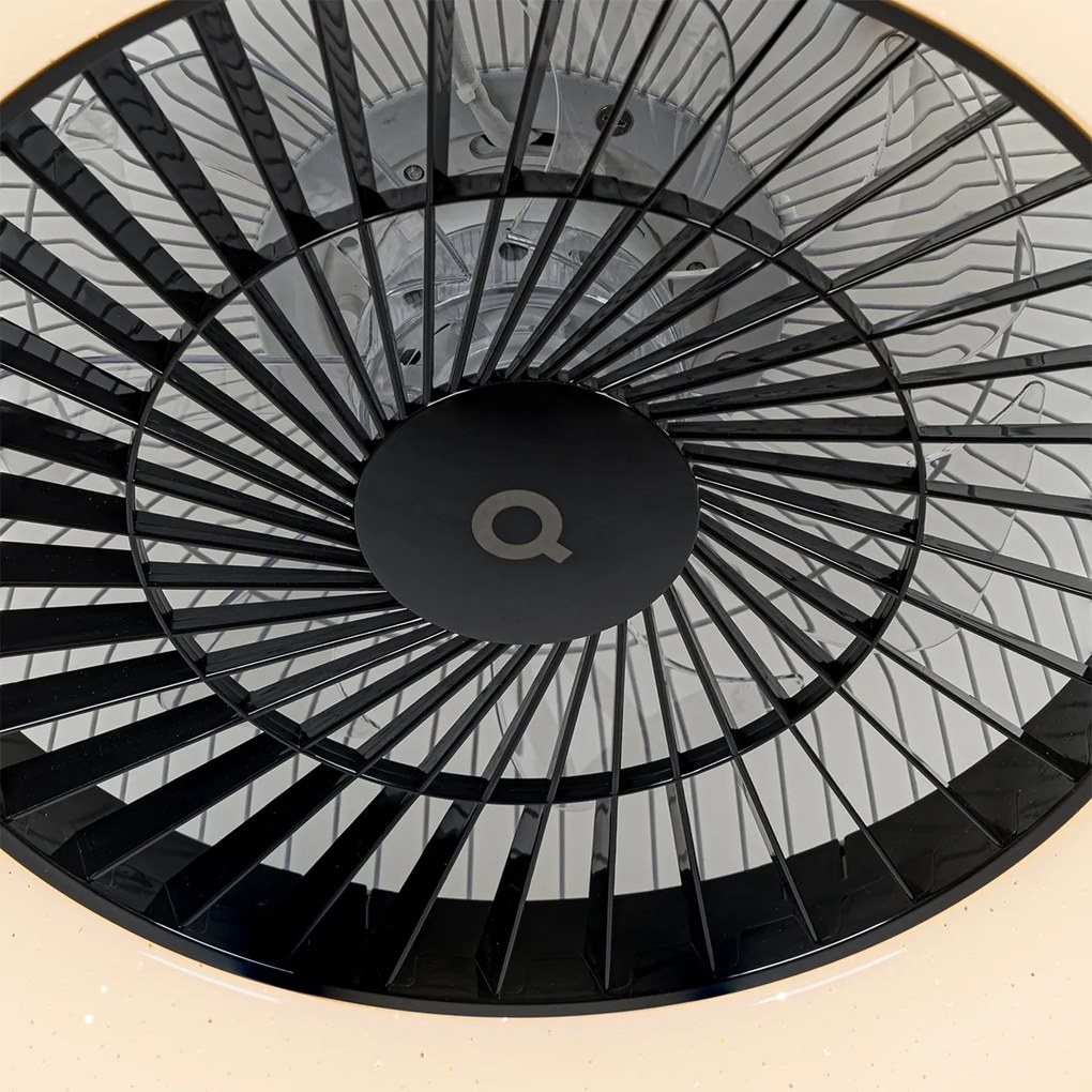 LED Ventilador de teto inteligente preto com efeito de estrela regulável - Climo Moderno
