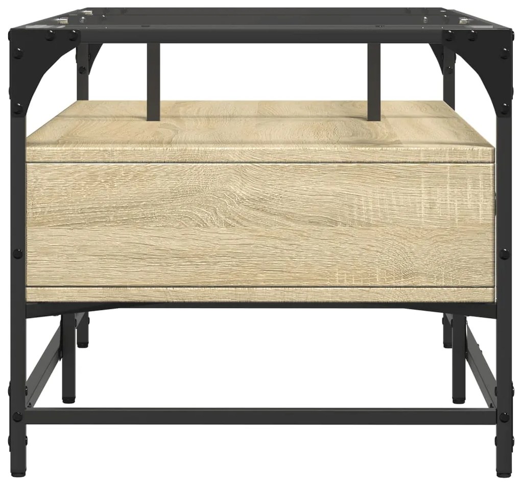 Mesa de centro c/topo de vidro 98,5x50x45cm carvalho sonoma aço