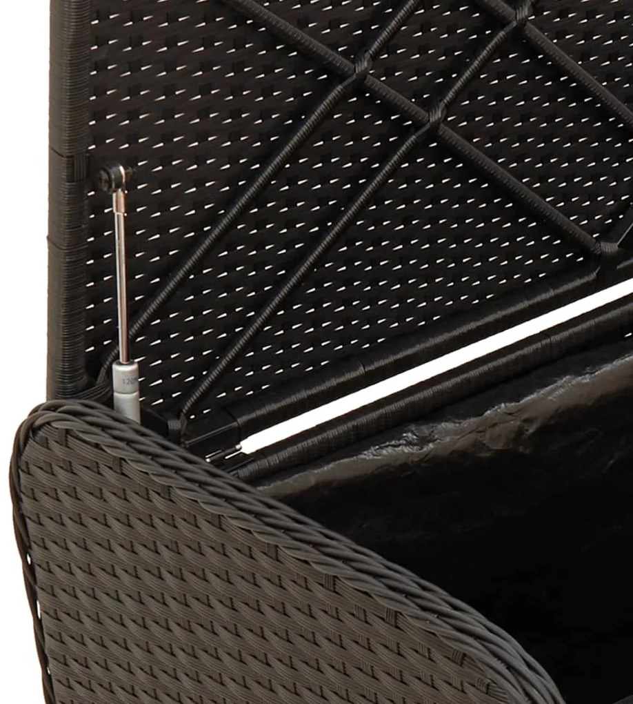 Banco de arrumação com almofadão 80x51x52 cm vime PE preto