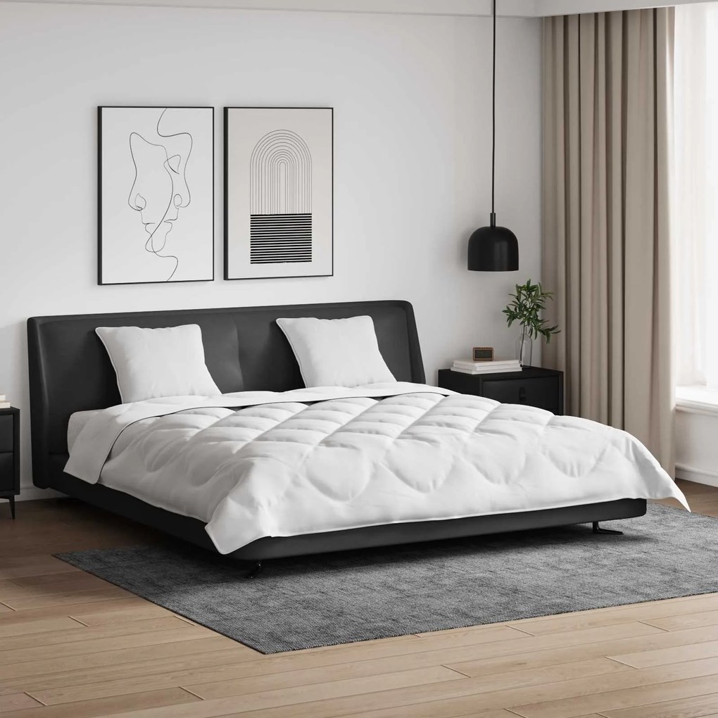 vidaXL Edredão com travesseiro 3 pcs Branco Microfibra