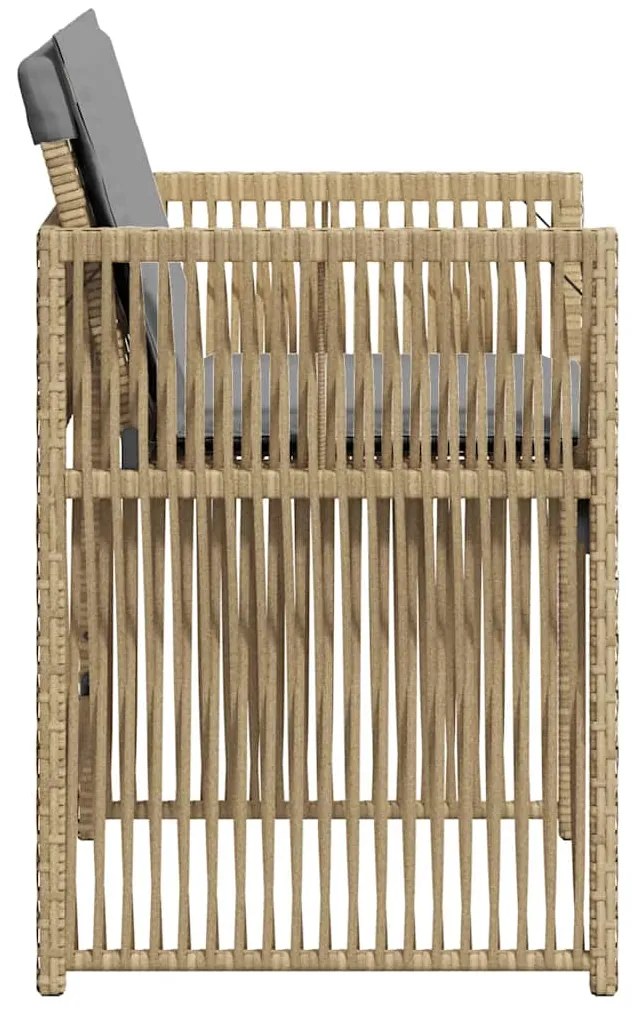Cadeiras de jardim com almofadões 4 pcs vime PE bege misturado